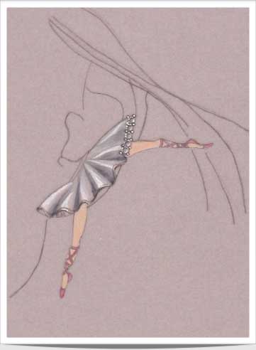 Hand-drawn Ballerina earring design
